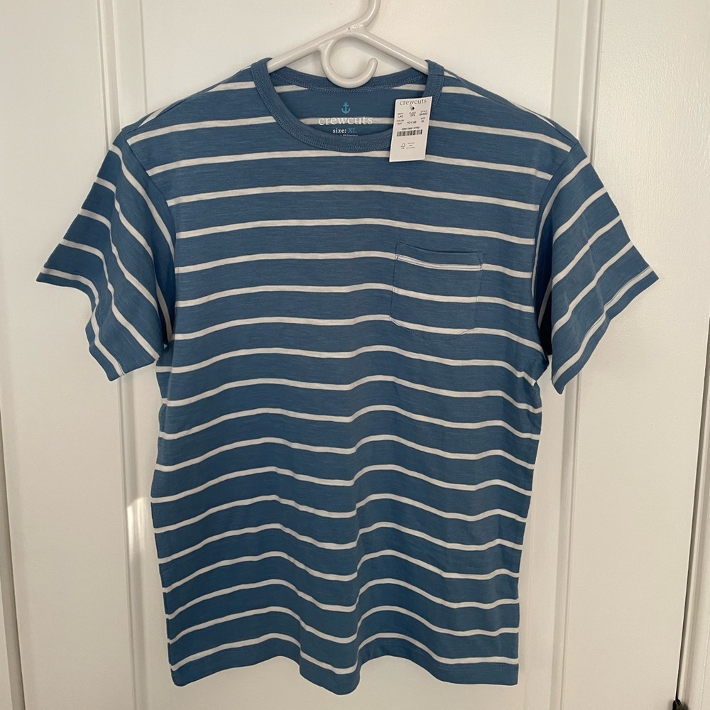 NWT Crewcuts Blue and White Striped Tee